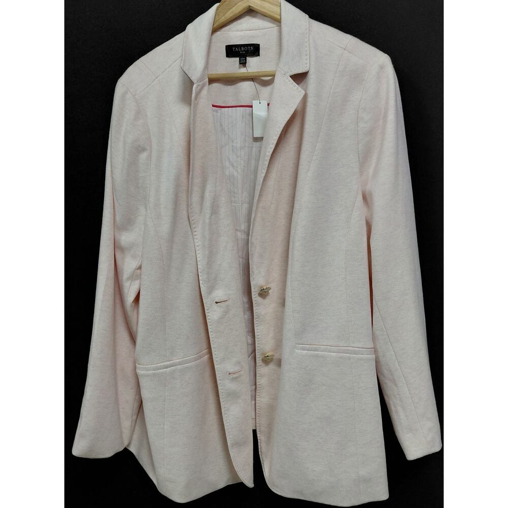 NWT TALBOTS PLUS Blazer Pink Solid Long Sleeve Women Size 22W